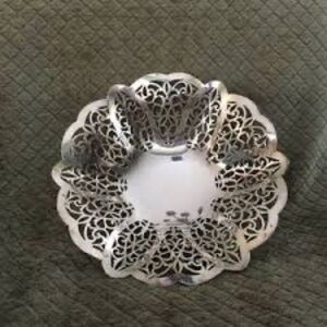 Lovelace Vintage Silver Plate Footed Filigree Candy Dish International Silver